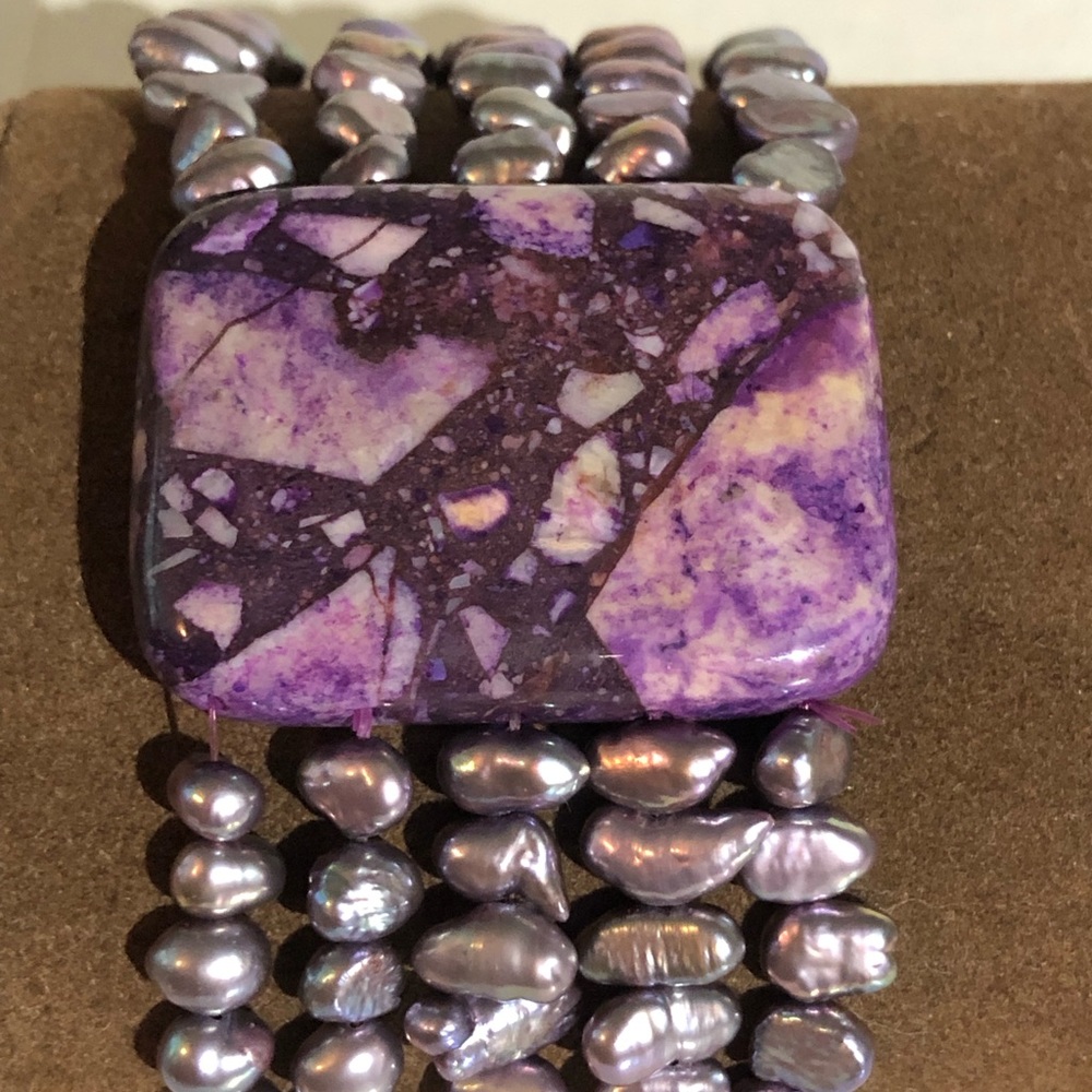 Purple Turquoise & Pearl Bracelet 286.50 ctw